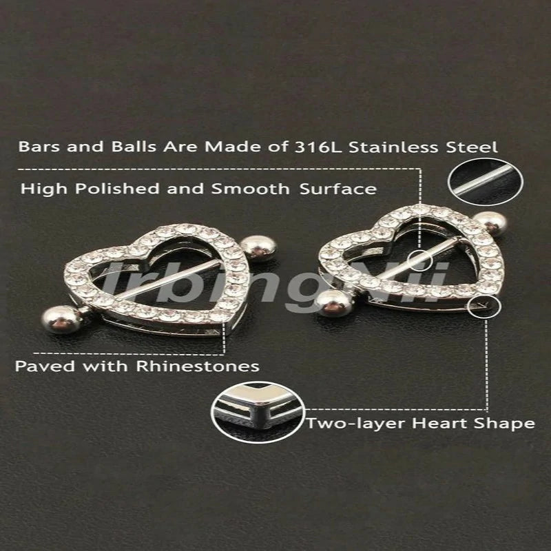 Stainless Steel Heart Nipple Rings Nipple Piercings Body Piercing Jewelry