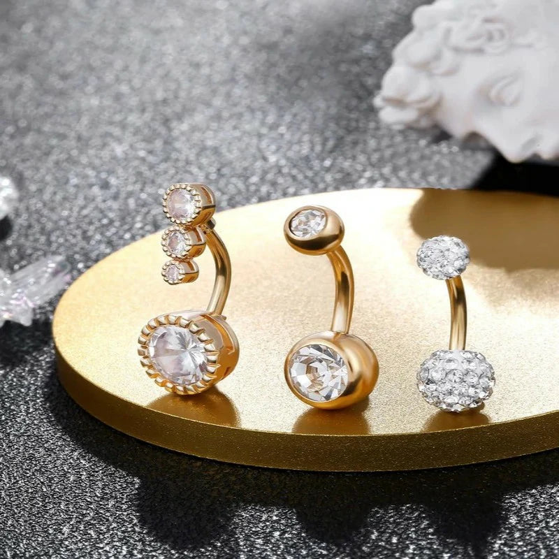 Steel Belly Button Ring with Cute Butterfly Navel Rings Piercing Jewelry Pack