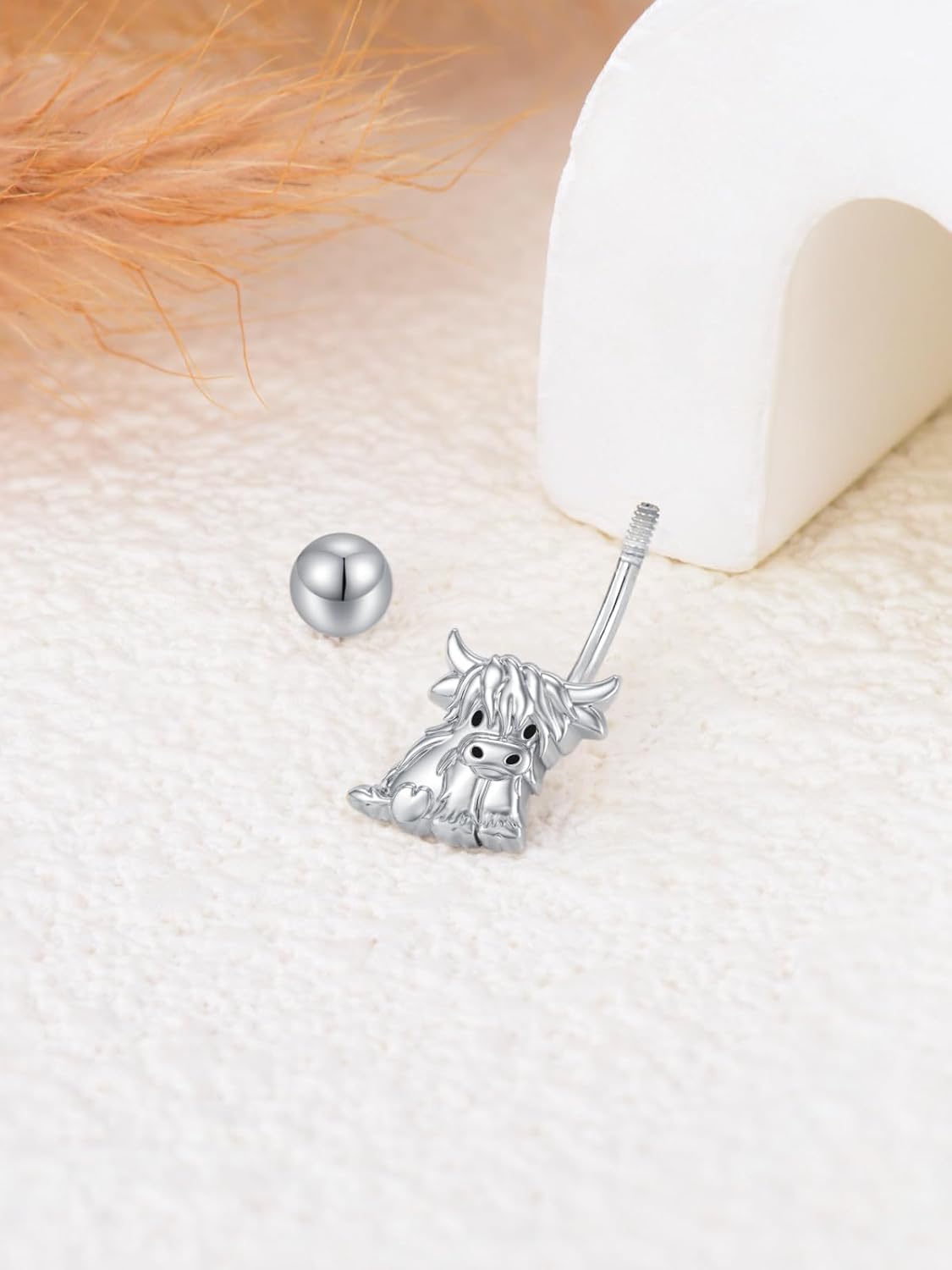 Sterling Silver 14G Belly Button Rings Cross/Cat/Butterfly/Cow/Skull/Birthstone Heart Navel Rings 16mm Body Piercing Jewelry for Women - 我的商店我的商店我的商店
