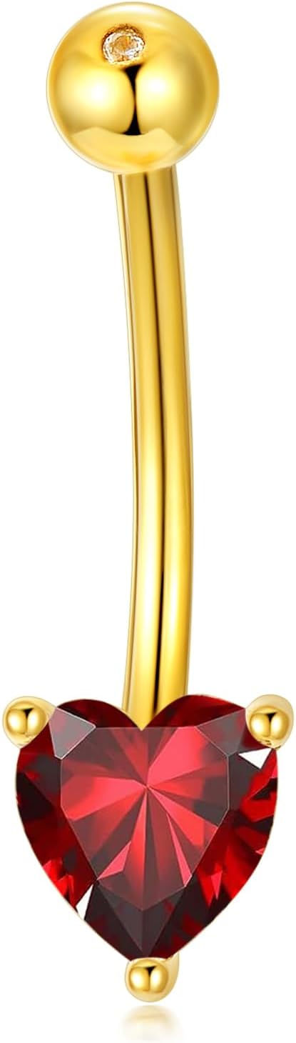 Sterling Silver 14G Belly Button Rings Cross/Cat/Butterfly/Cow/Skull/Birthstone Heart Navel Rings 16mm Body Piercing Jewelry for Women - 我的商店我的商店我的商店