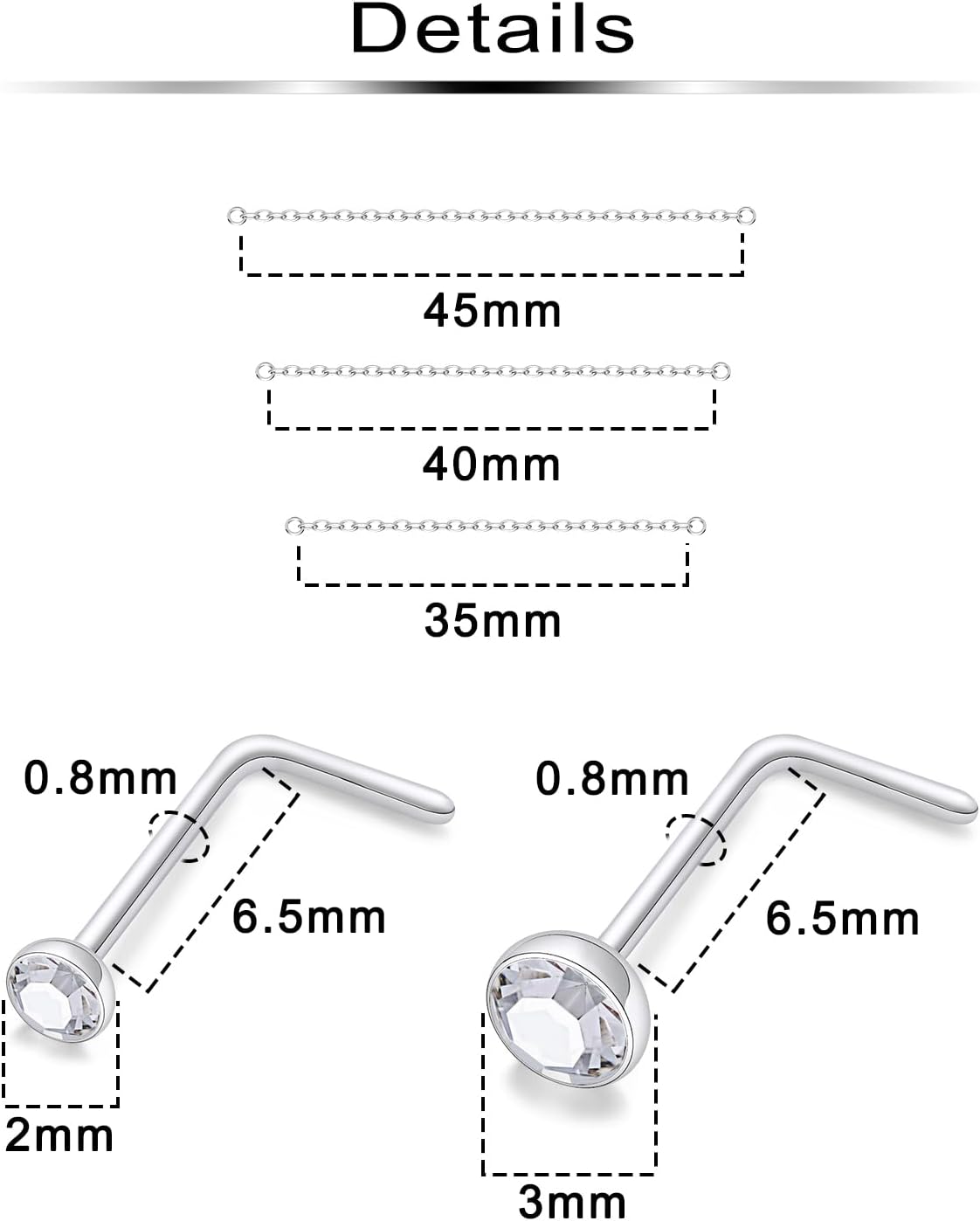 Surgical Steel Double Chains Corkscrew Shaped Bar Hypoallergenic - QIAO CrystalQIAO CrystalQIAO Crystal