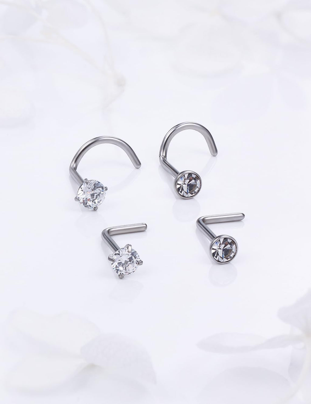 Surgical Steel Double Chains Corkscrew Shaped Bar Hypoallergenic - QIAO CrystalQIAO CrystalQIAO Crystal