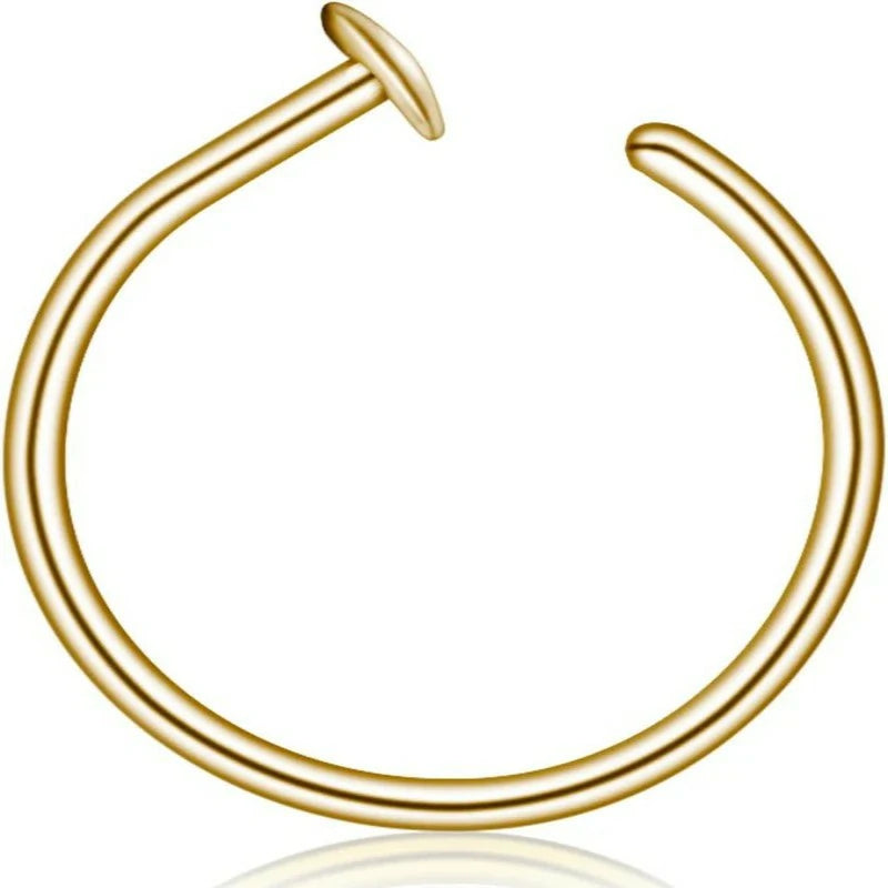 Small Thin Gold Nose Ring Hoop 14k Gold Filled or 925 Sterling Silve