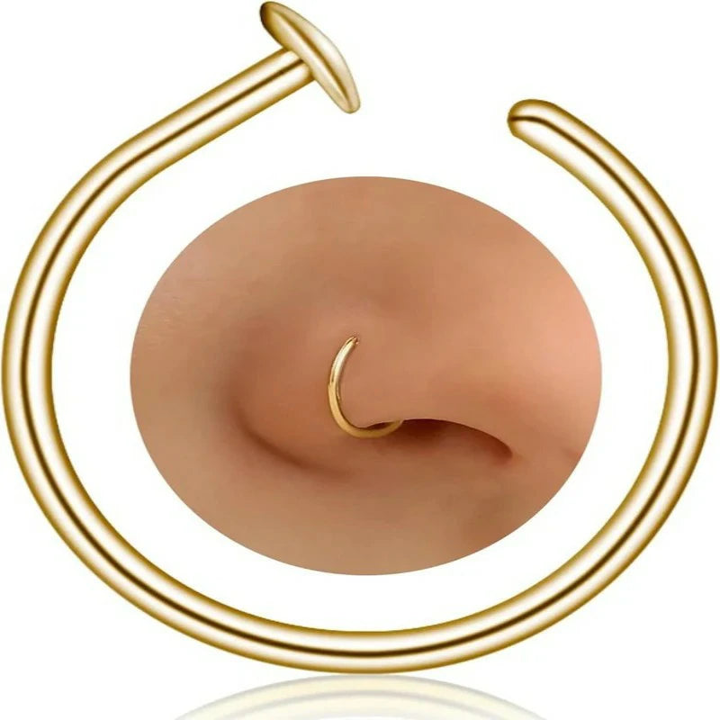 Small Thin Gold Nose Ring Hoop 14k Gold Filled or 925 Sterling Silve