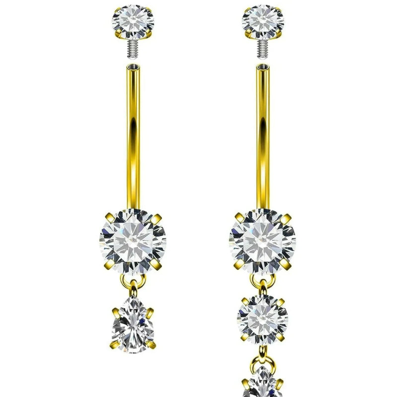 Threaded Belly Button Rings Surgical Stee, Extra-Long & Short Simple Belly Rings