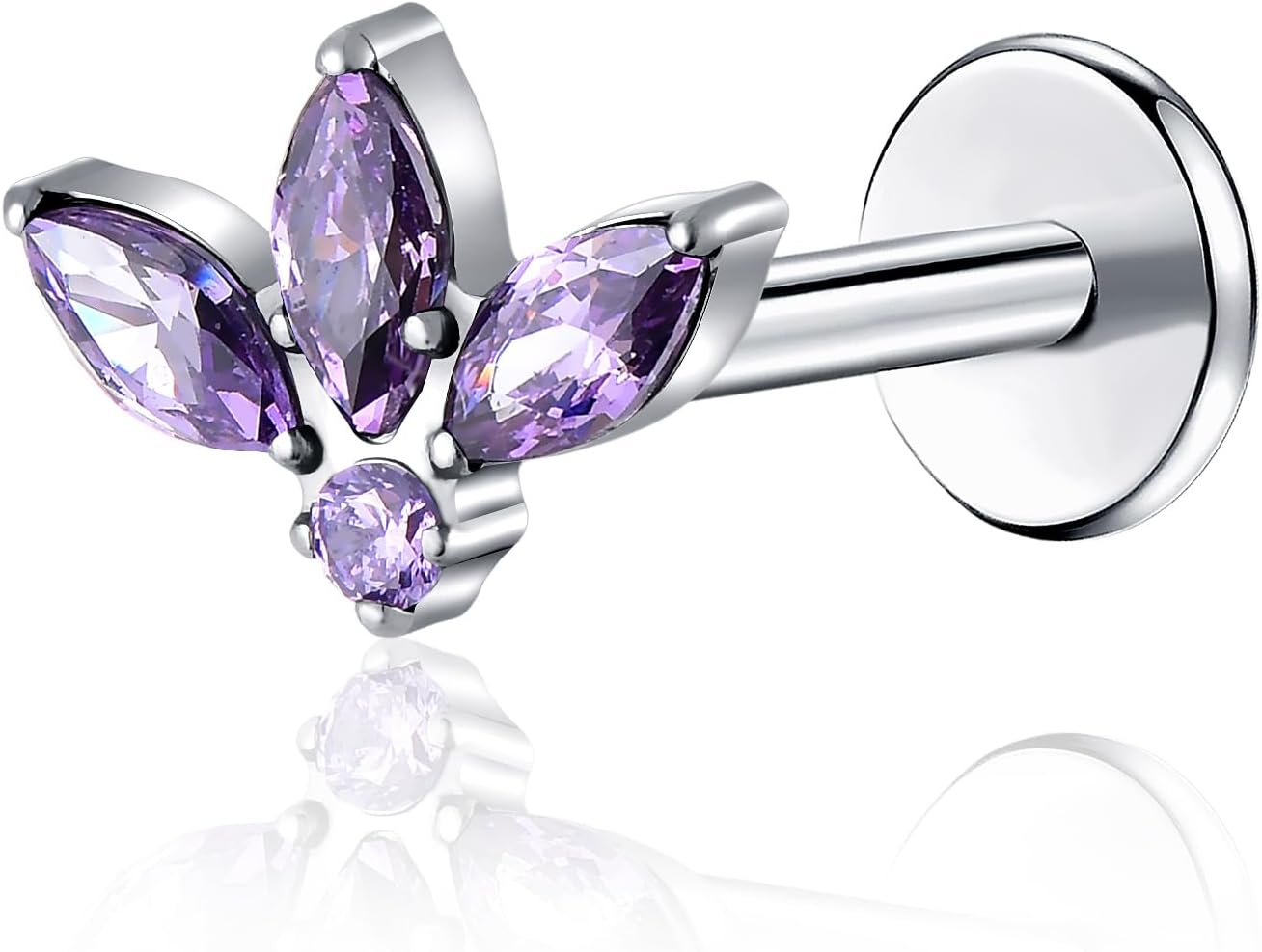 Threadless Labret Studs Push - in Colorful CZ Labret Cluster Tragus Helix Conch Lobe - QIAO CrystalQIAO CrystalQIAO Crystal