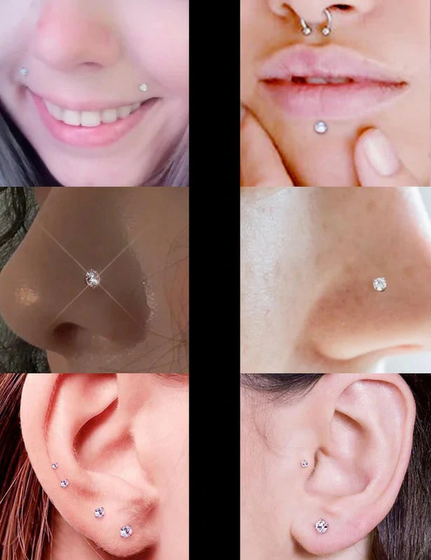 20G 18G 16G Flat Back Nose Stud Surgical Steel Push In Nose Rings