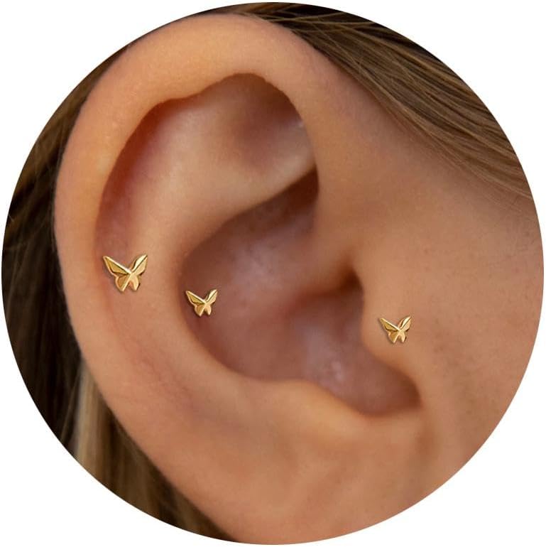 Threadless Nose Tiny Cartilage Tragus Piercing Jewelry Conch Helix Stud - QIAO CrystalQIAO CrystalQIAO Crystal