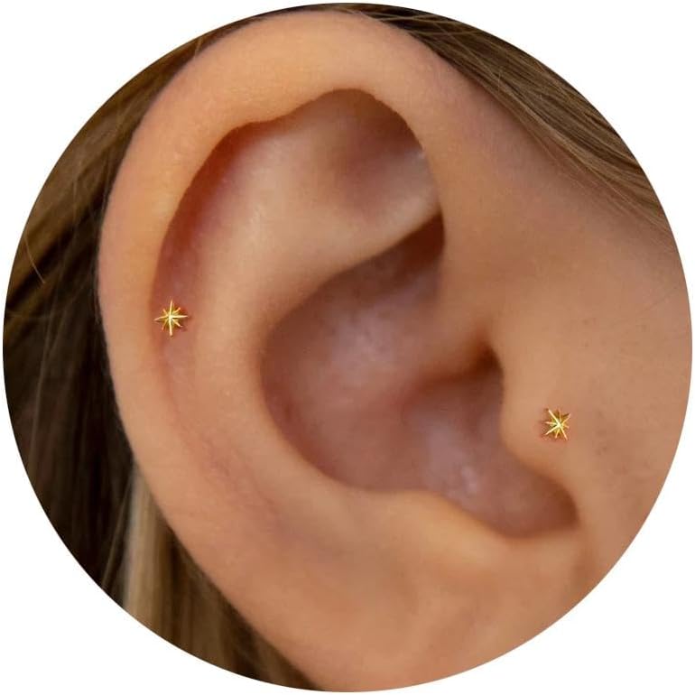 Threadless Nose Tiny Cartilage Tragus Piercing Jewelry Conch Helix Stud - QIAO CrystalQIAO CrystalQIAO Crystal