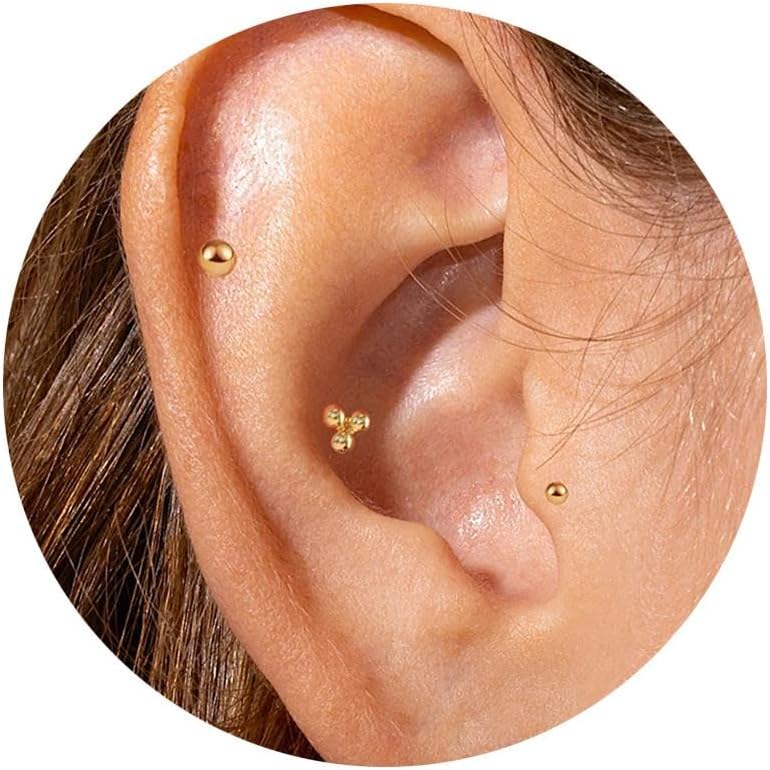 Threadless Nose Tiny Cartilage Tragus Piercing Jewelry Conch Helix Stud - QIAO CrystalQIAO CrystalQIAO Crystal
