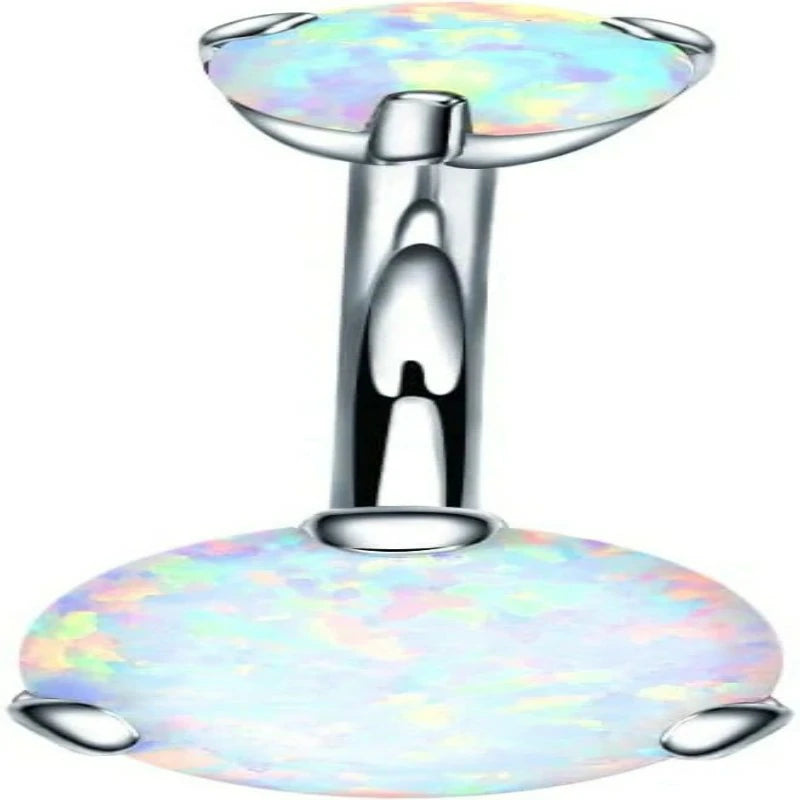 Belly Button Rings Cubic Zircon Opal Hypoallergenic Threaded 14G Diamond Navel