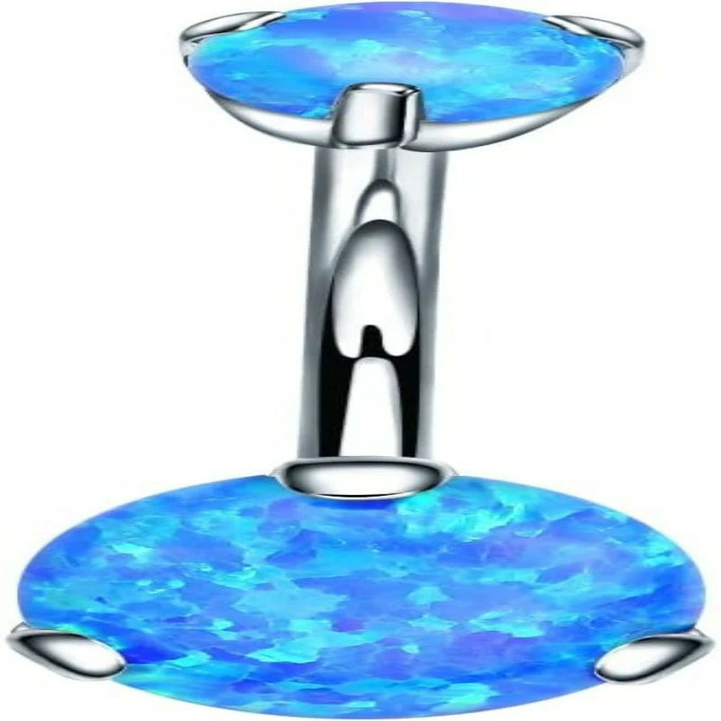Belly Button Rings Cubic Zircon Opal Hypoallergenic Threaded 14G Diamond Navel