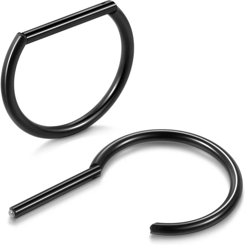 D Shaped Nipple Rings 14G for Nipple Piercing Jewelry Higned Segment Clicker Ring Hoops
