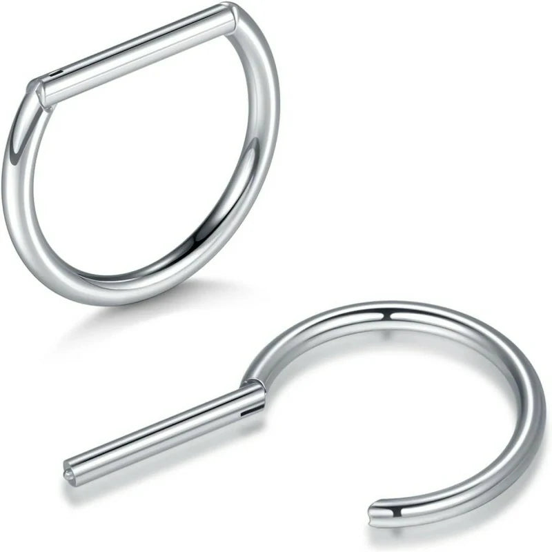 D Shaped Nipple Rings 14G for Nipple Piercing Jewelry Higned Segment Clicker Ring Hoops