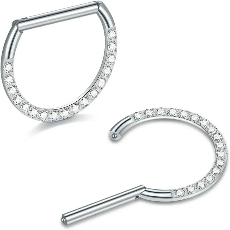 D Shaped Nipple Rings 14G for Nipple Piercing Jewelry Higned Segment Clicker Ring Hoops