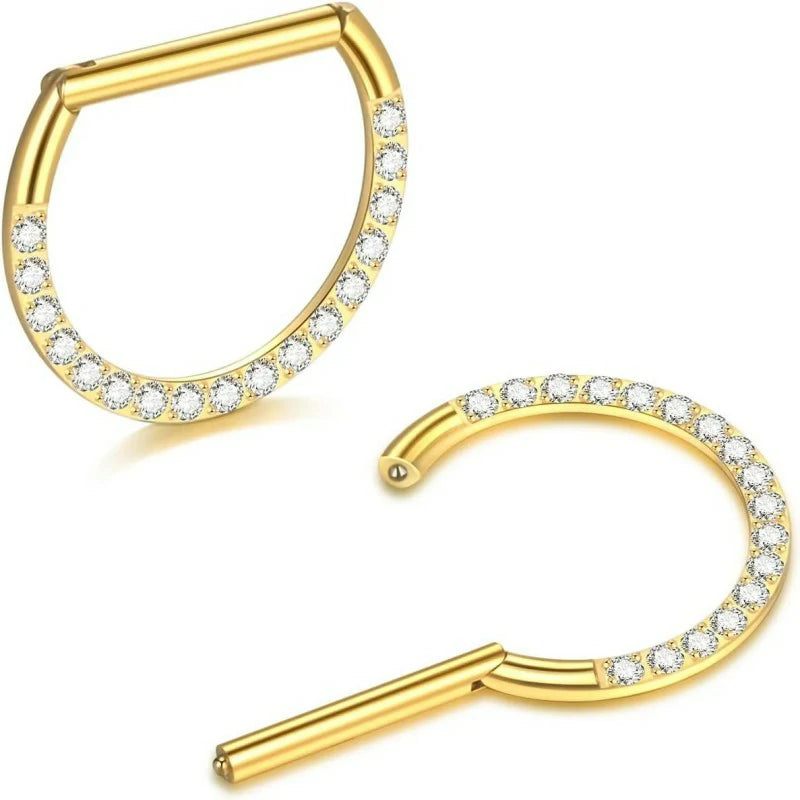 D Shaped Nipple Rings 14G for Nipple Piercing Jewelry Higned Segment Clicker Ring Hoops