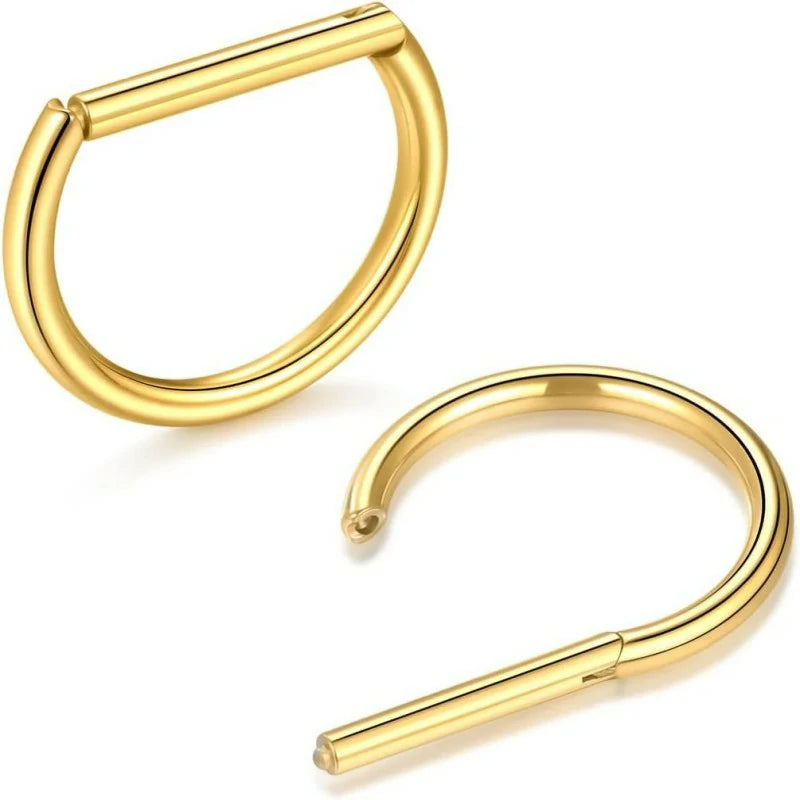 D Shaped Nipple Rings 14G for Nipple Piercing Jewelry Higned Segment Clicker Ring Hoops