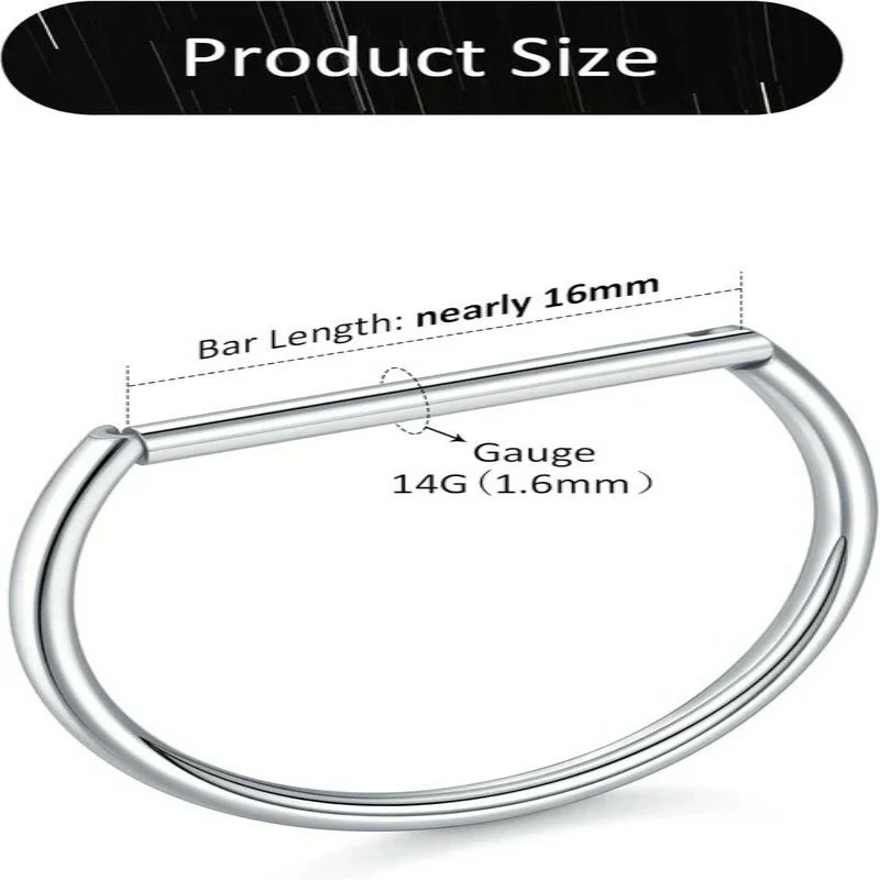D Shaped Nipple Rings 14G for Nipple Piercing Jewelry Higned Segment Clicker Ring Hoops