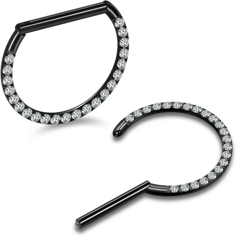 D Shaped Nipple Rings 14G for Nipple Piercing Jewelry Higned Segment Clicker Ring Hoops