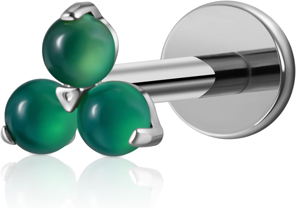 Titanium Gold Tragus Hypoallergenic Cartilage Earring Internally Threaded Flat Back Stud - QIAO CrystalQIAO CrystalQIAO Crystal