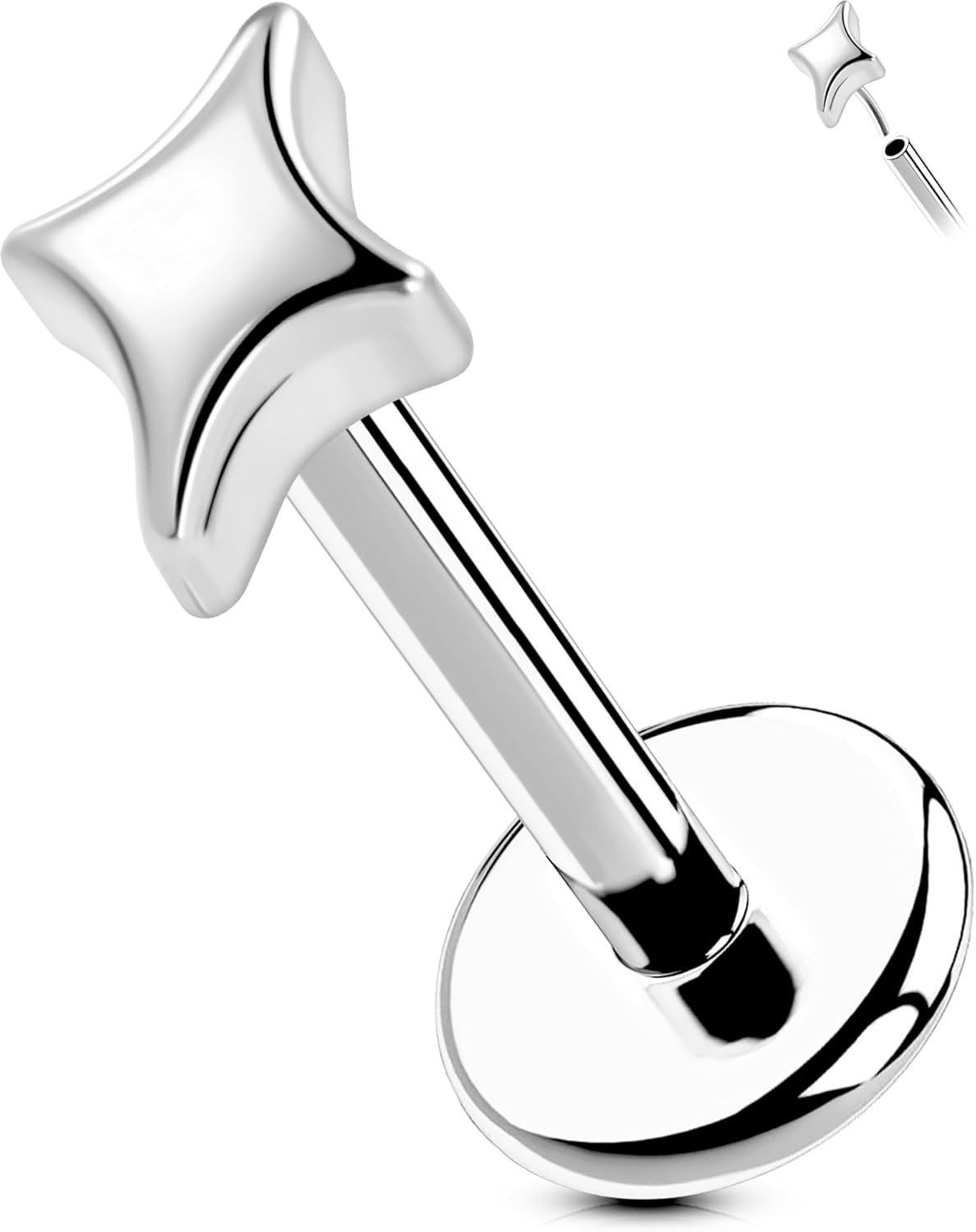 Titanium Threadless Labret Studs Flat Back Push Pin Earrings Tragus - QIAO CrystalQIAO CrystalQIAO Crystal