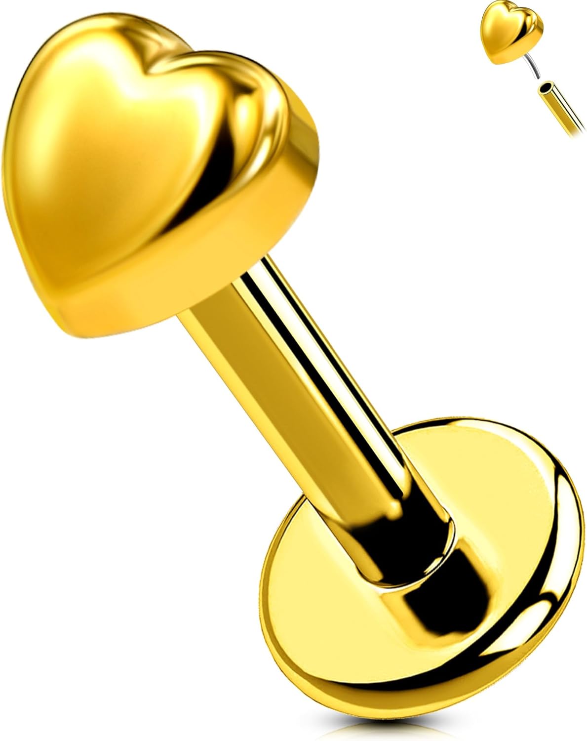 Titanium Threadless Labret Studs Flat Back Push Pin Earrings Tragus - QIAO CrystalQIAO CrystalQIAO Crystal