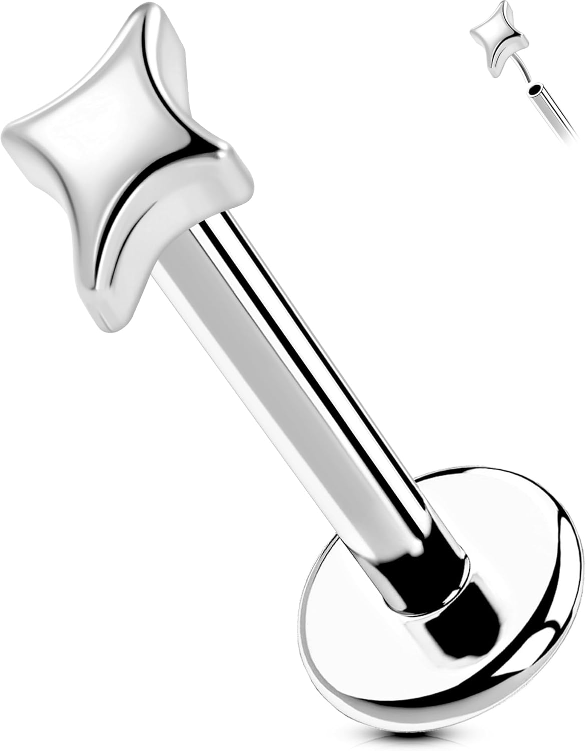 Titanium Threadless Labret Studs Flat Back Push Pin Earrings Tragus - QIAO CrystalQIAO CrystalQIAO Crystal