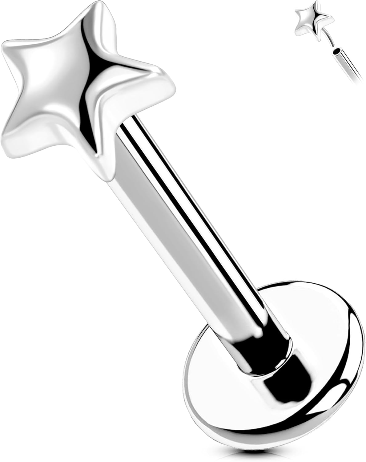 Titanium Threadless Labret Studs Flat Back Push Pin Earrings Tragus - QIAO CrystalQIAO CrystalQIAO Crystal