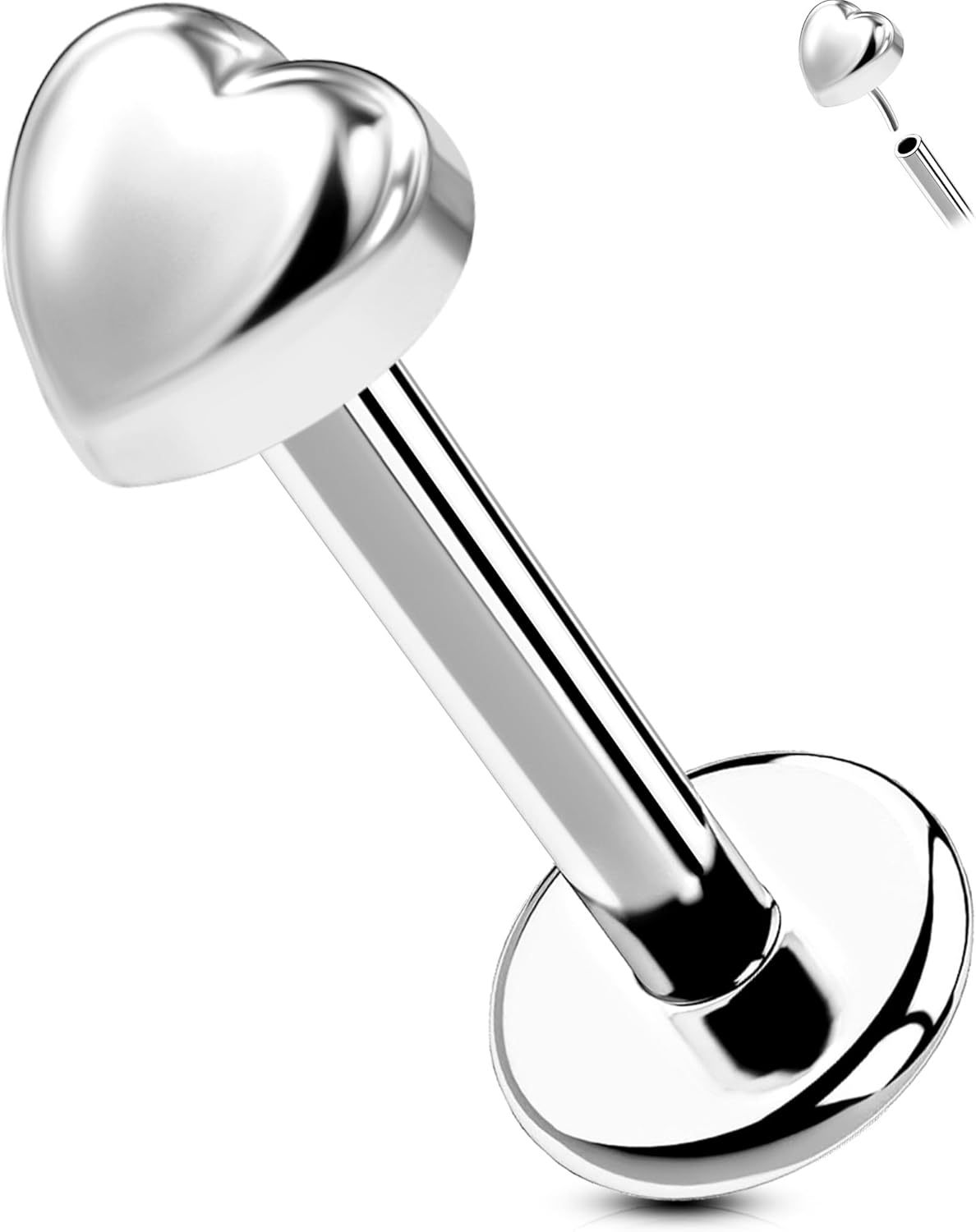 Titanium Threadless Labret Studs Flat Back Push Pin Earrings Tragus - QIAO CrystalQIAO CrystalQIAO Crystal