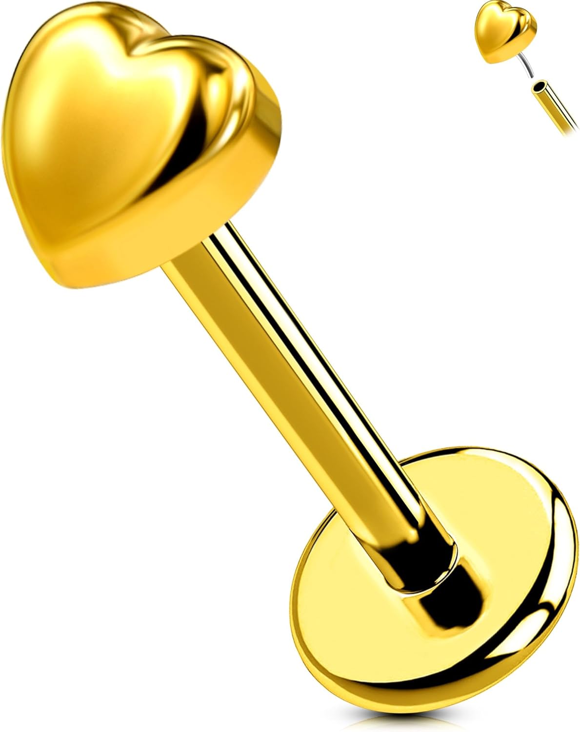 Titanium Threadless Labret Studs Flat Back Push Pin Earrings Tragus - QIAO CrystalQIAO CrystalQIAO Crystal