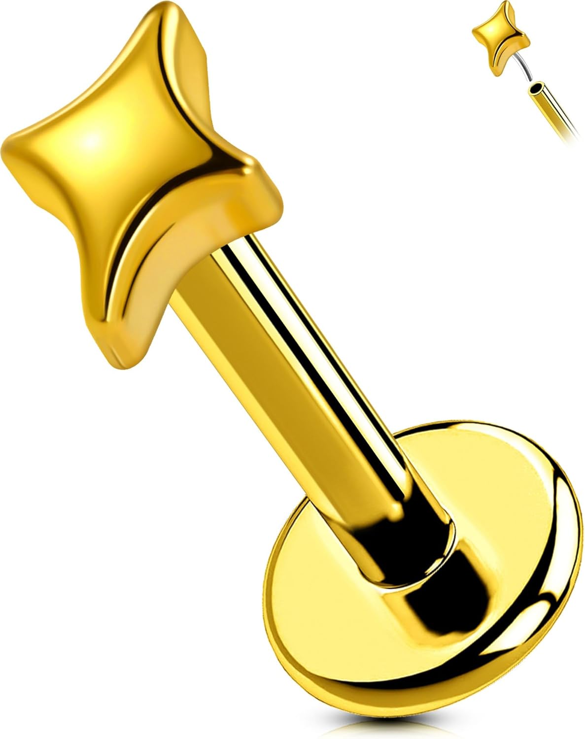 Titanium Threadless Labret Studs Flat Back Push Pin Earrings Tragus - QIAO CrystalQIAO CrystalQIAO Crystal