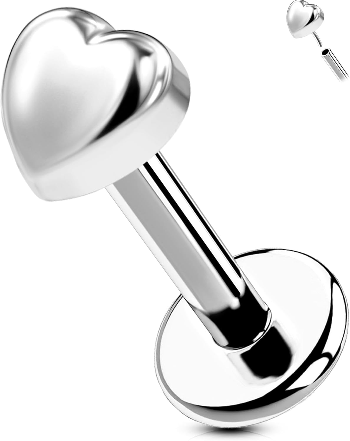 Titanium Threadless Labret Studs Flat Back Push Pin Earrings Tragus - QIAO CrystalQIAO CrystalQIAO Crystal