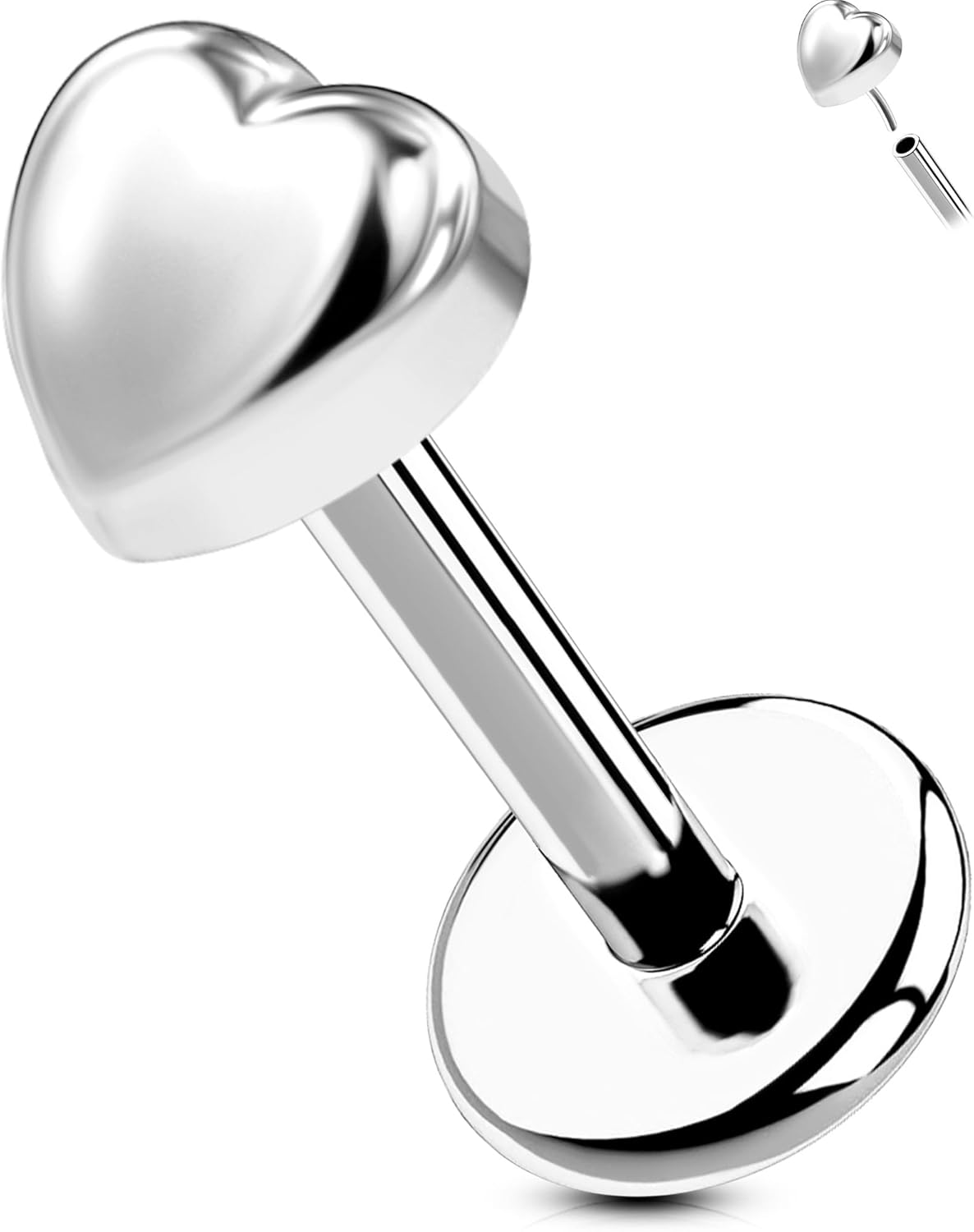 Titanium Threadless Labret Studs Flat Back Push Pin Earrings Tragus - QIAO CrystalQIAO CrystalQIAO Crystal