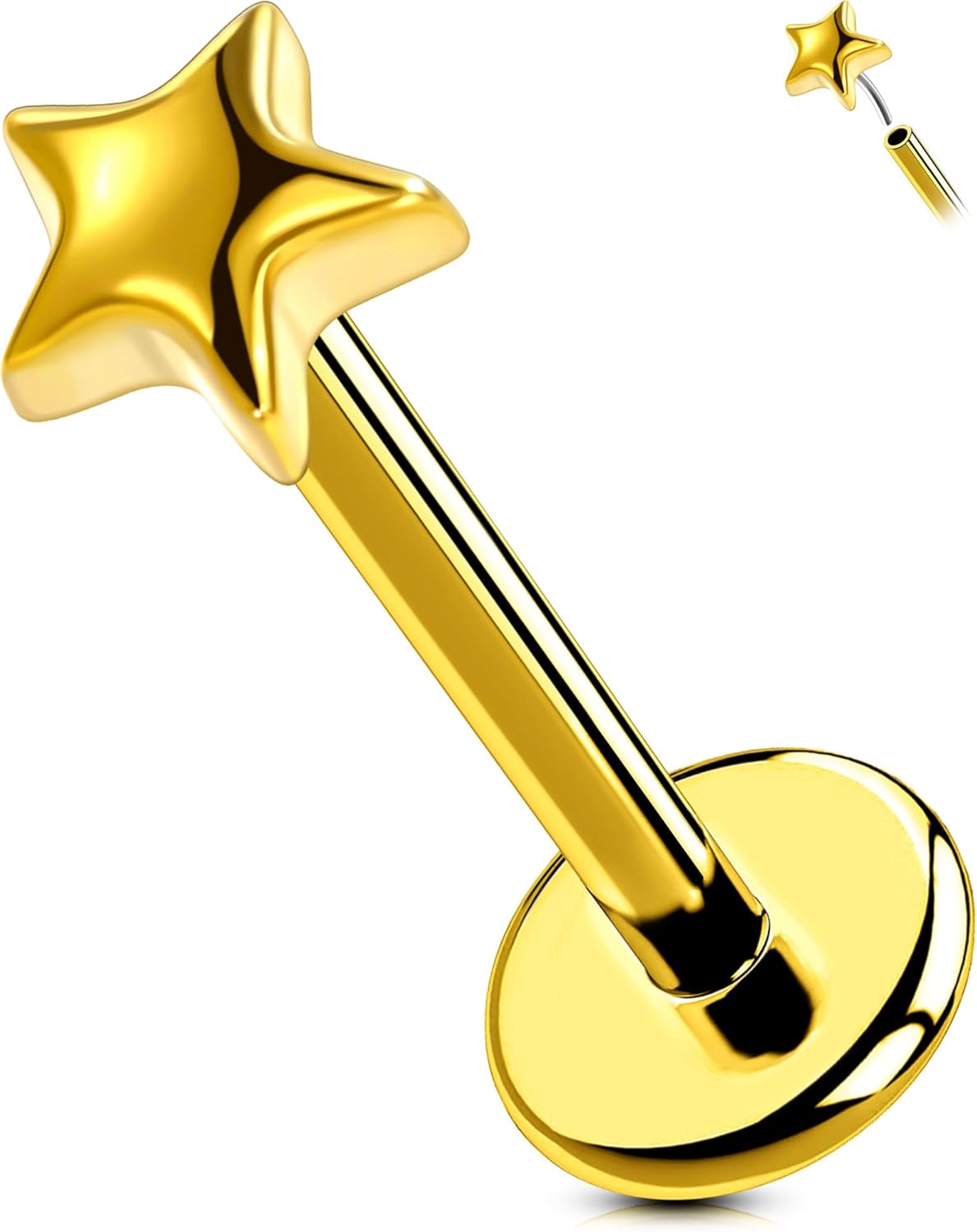 Titanium Threadless Labret Studs Flat Back Push Pin Earrings Tragus - QIAO CrystalQIAO CrystalQIAO Crystal