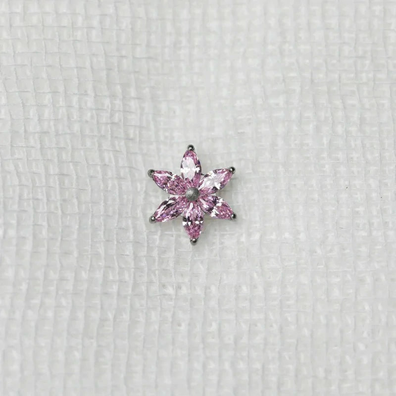 Titanium Tongue Rings 14g Tongue Barbell Internally Threaded Tongue Piercing Jewelry Flower Bridge Piercing