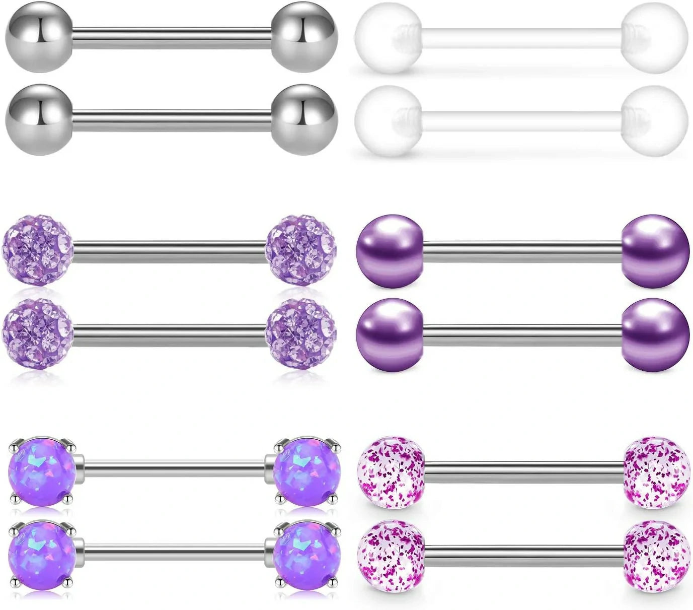 Tongue Rings Nipple Rings 14G Nipplerings Straight Barbell Surgical Steel Nipple Piercing Bar Nipple