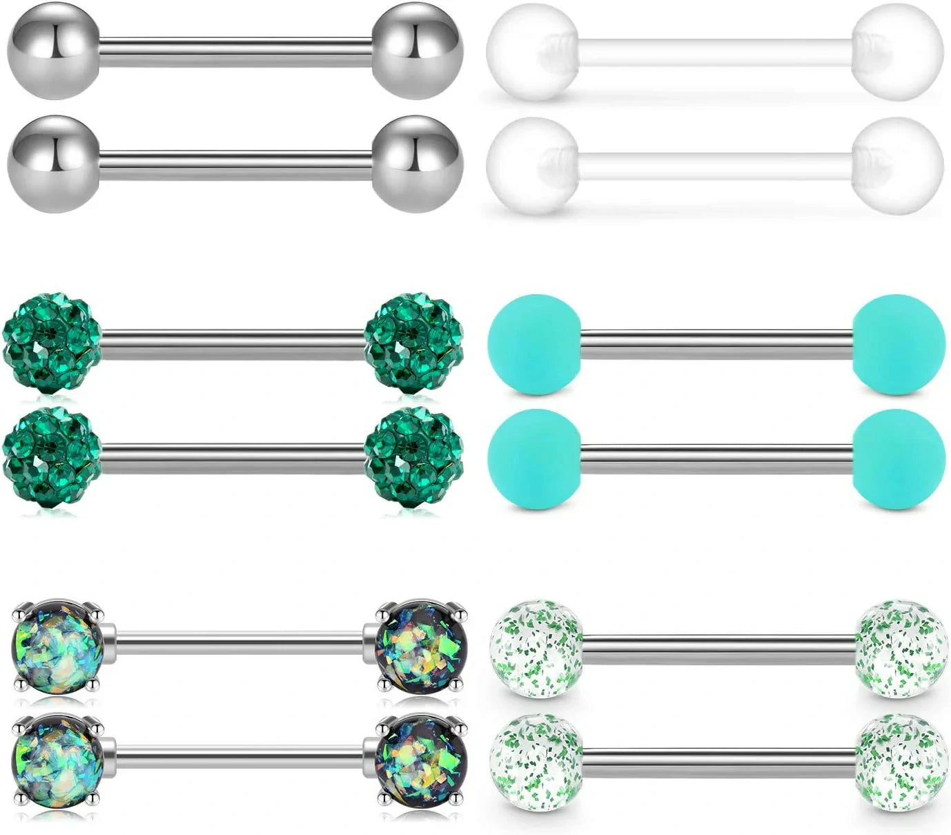 Tongue Rings Nipple Rings 14G Nipplerings Straight Barbell Surgical Steel Nipple Piercing Bar Nipple