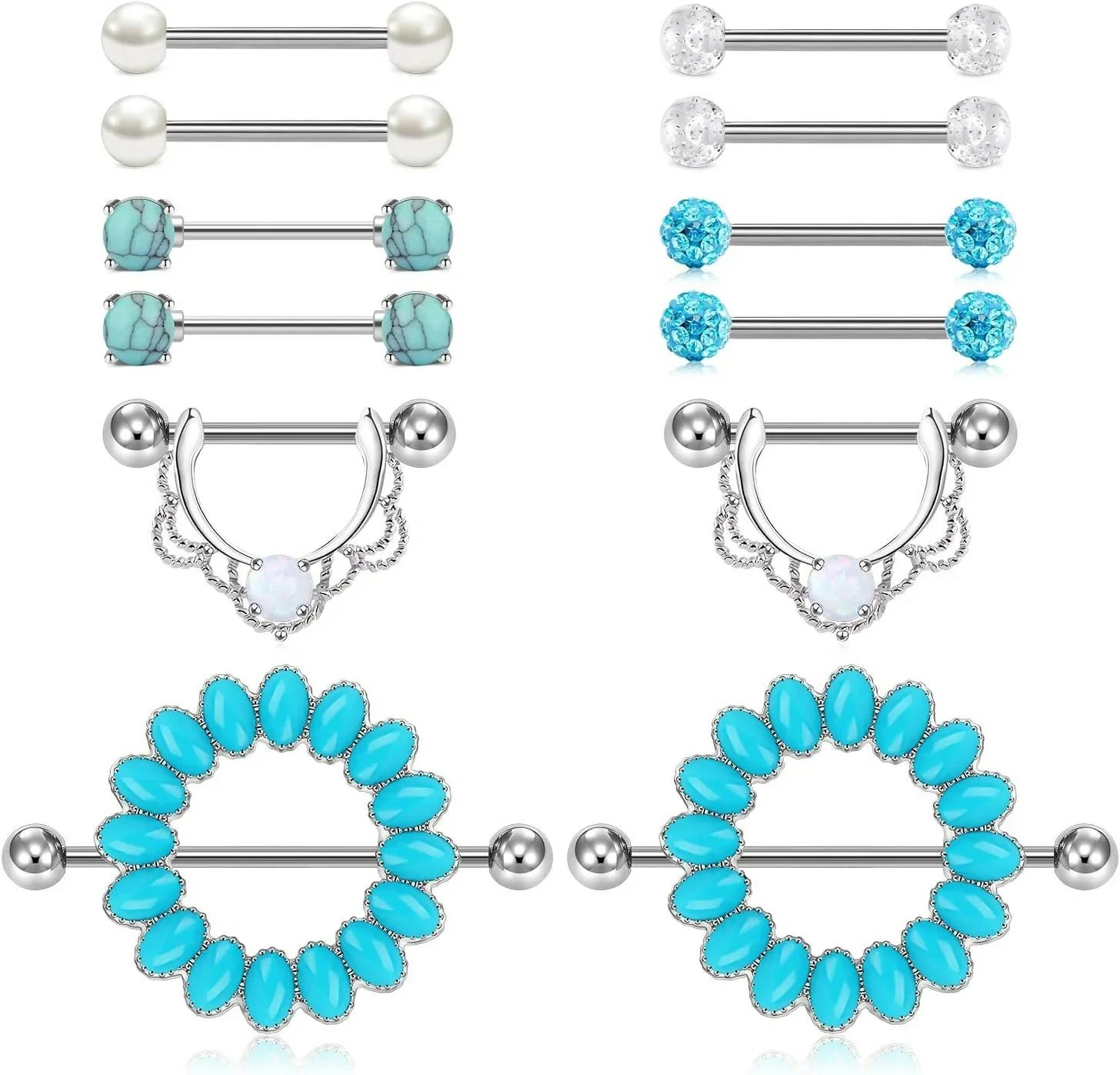 Tongue Rings Nipple Rings 14G Nipplerings Straight Barbell Surgical Steel Nipple Piercing Bar Nipple