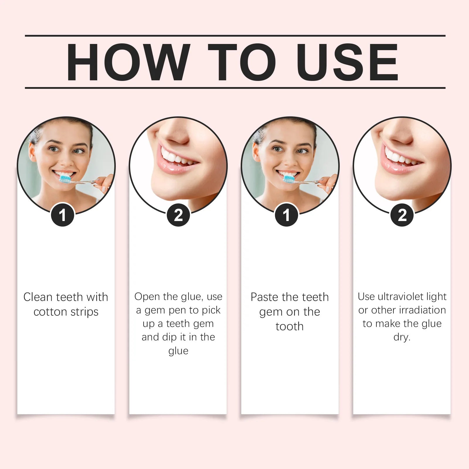 Tooth Gem Kits Easy to Use Tooth Gems Silver Belt Glue and UV Kits Gem Tooth - QIAO CrystalQIAO CrystalQIAO Crystal