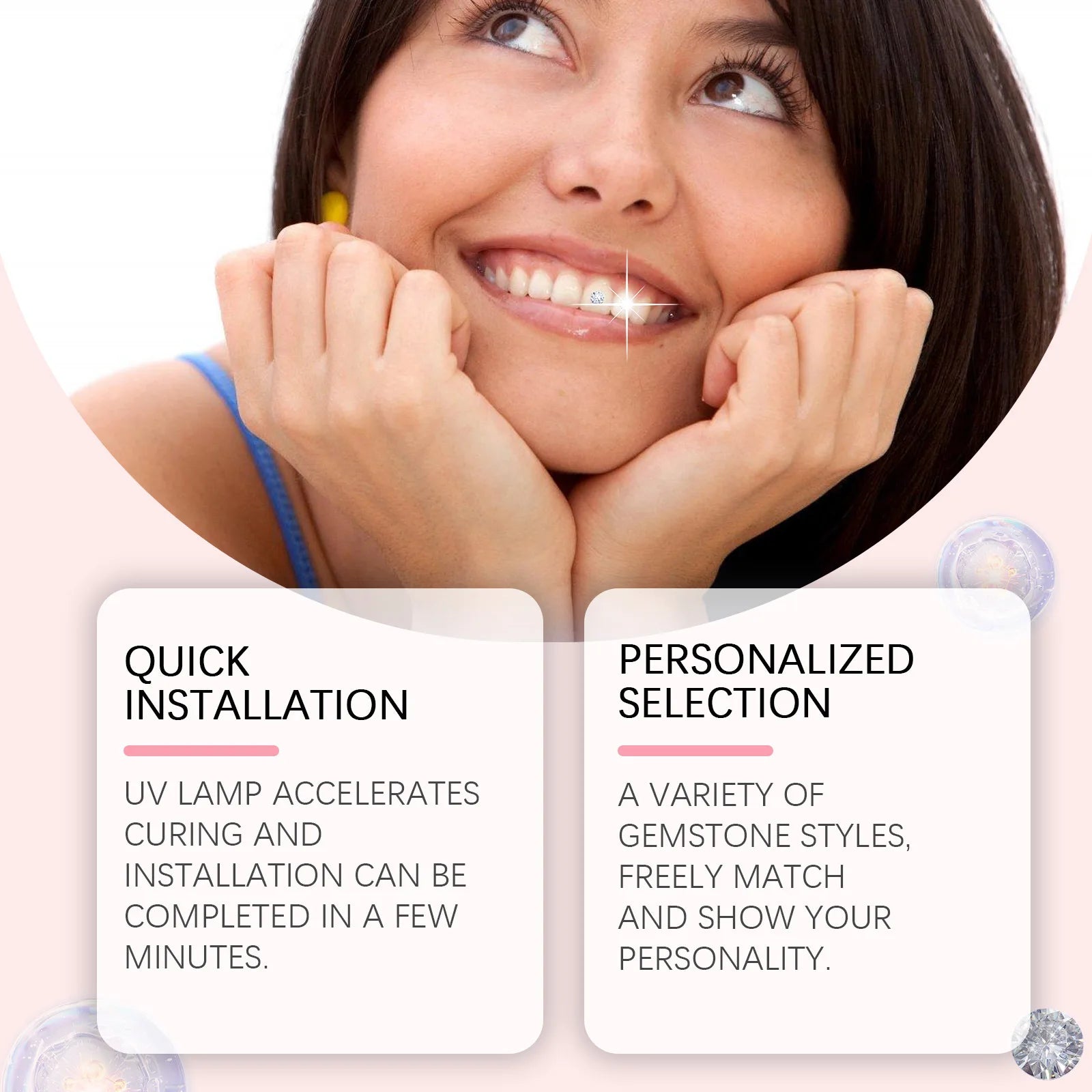 Tooth Gem Kits Easy to Use Tooth Gems Silver Belt Glue and UV Kits Gem Tooth - QIAO CrystalQIAO CrystalQIAO Crystal