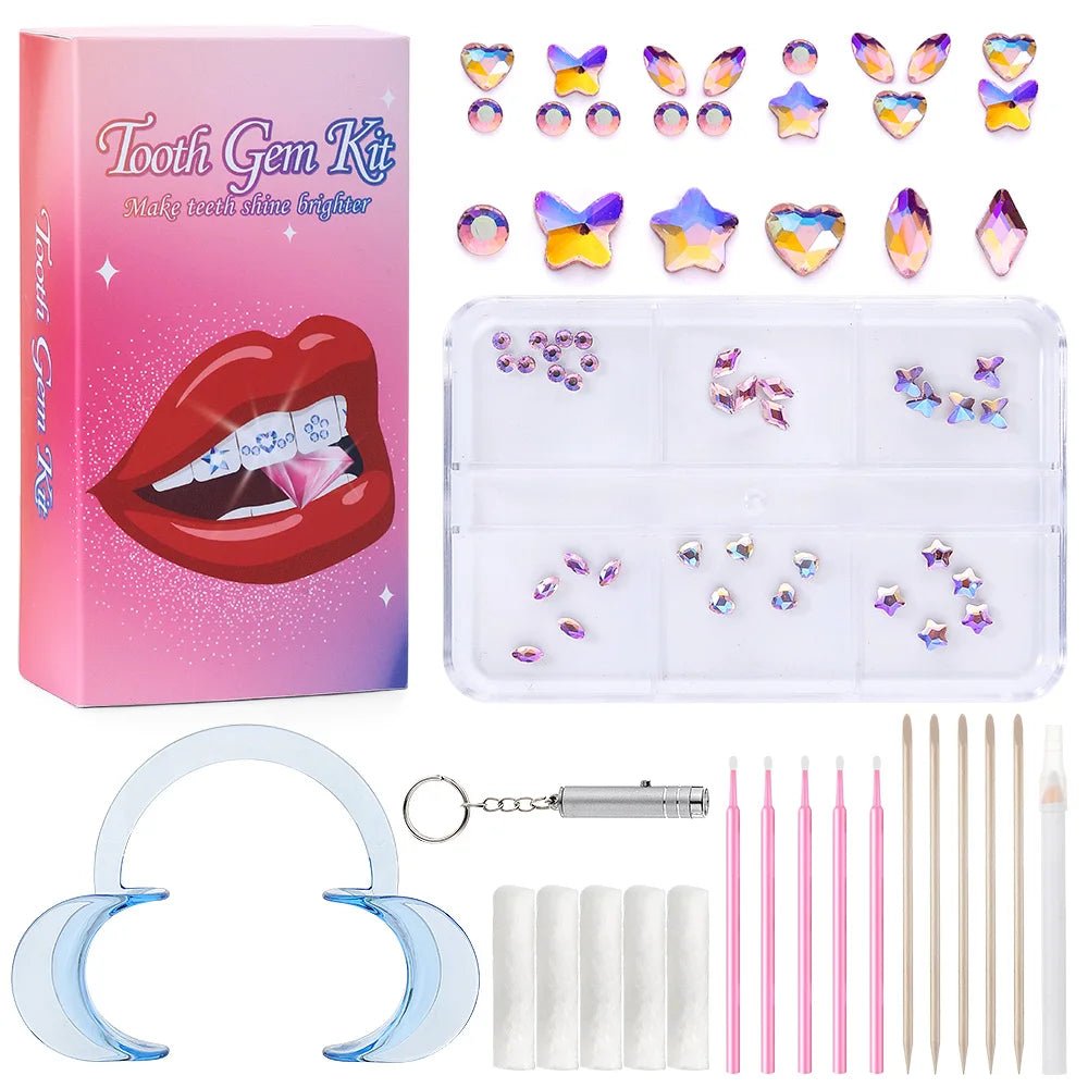 Tooth Gem Kits Professionally Decorate Your Teeth Gold Tooth Gems - QIAO CrystalQIAO CrystalQIAO Crystal