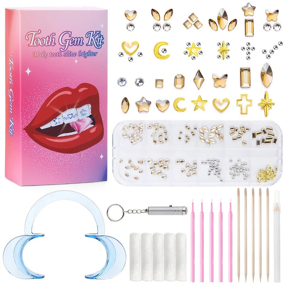 Tooth Gem Kits Professionally Decorate Your Teeth Gold Tooth Gems - QIAO CrystalQIAO CrystalQIAO Crystal