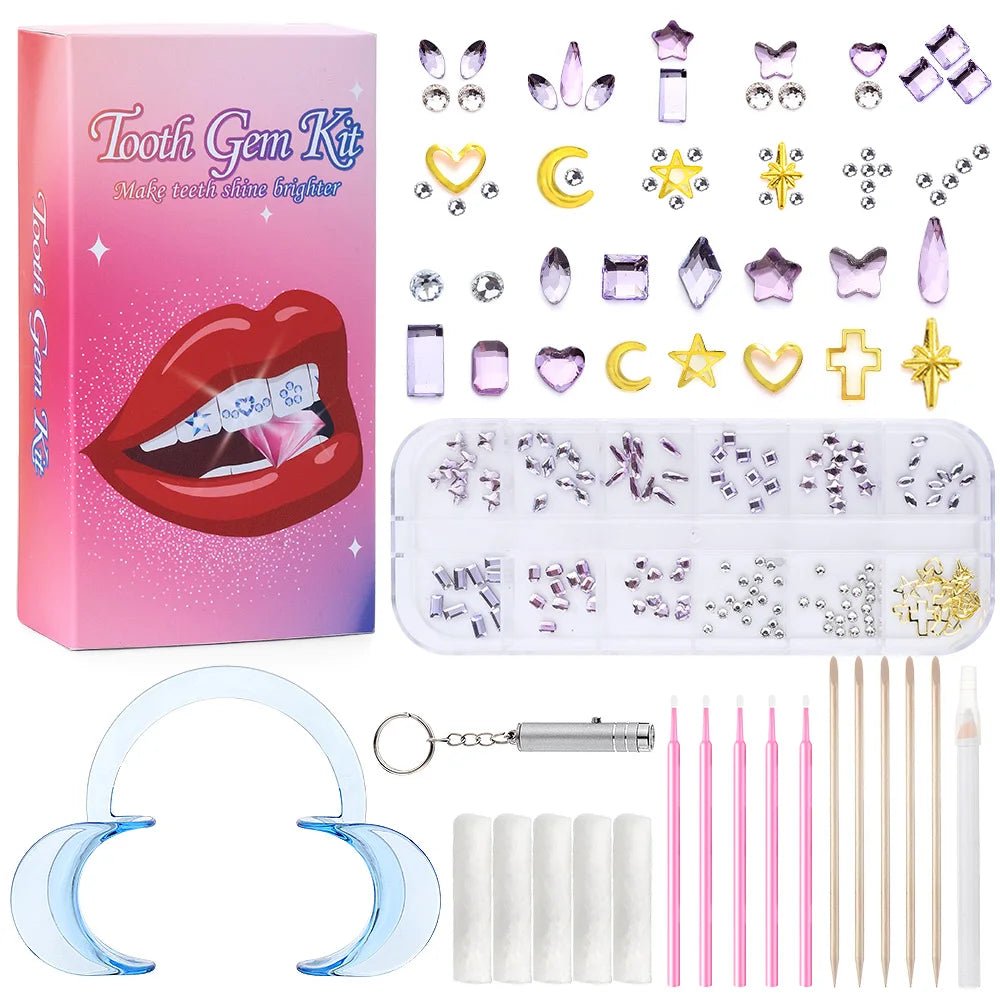 Tooth Gem Kits Professionally Decorate Your Teeth Gold Tooth Gems - QIAO CrystalQIAO CrystalQIAO Crystal
