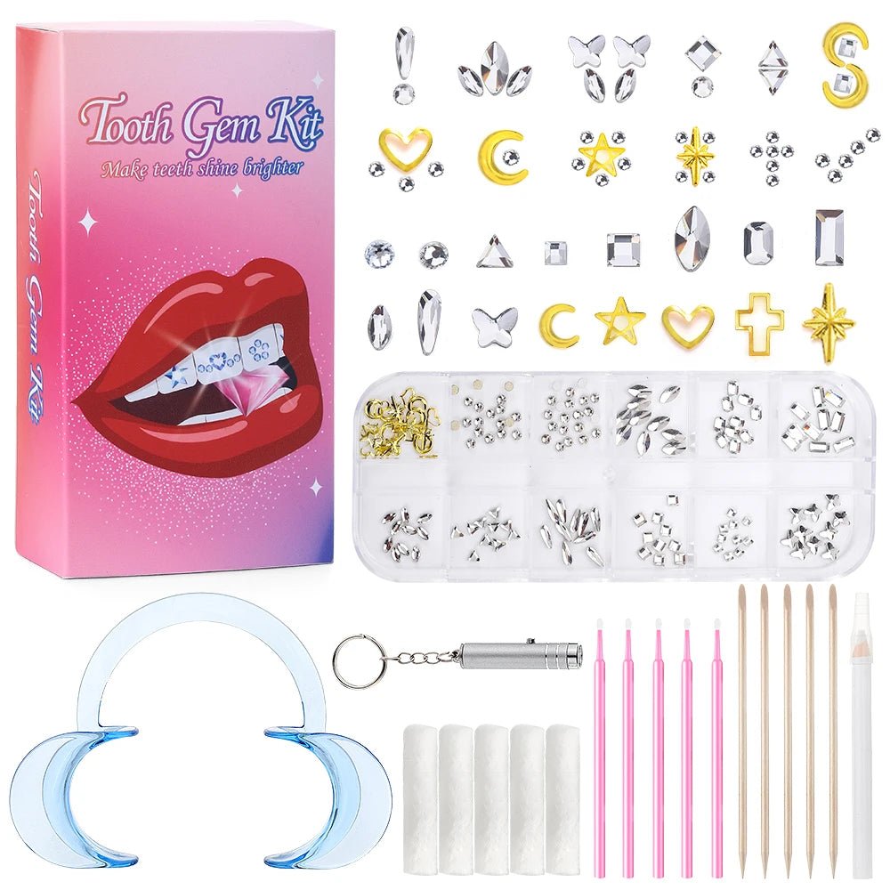 Tooth Gem Kits Professionally Decorate Your Teeth Gold Tooth Gems - QIAO CrystalQIAO CrystalQIAO Crystal
