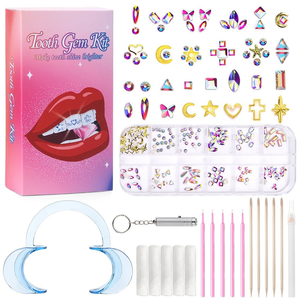 Tooth Gem Kits Professionally Decorate Your Teeth Gold Tooth Gems - QIAO CrystalQIAO CrystalQIAO Crystal