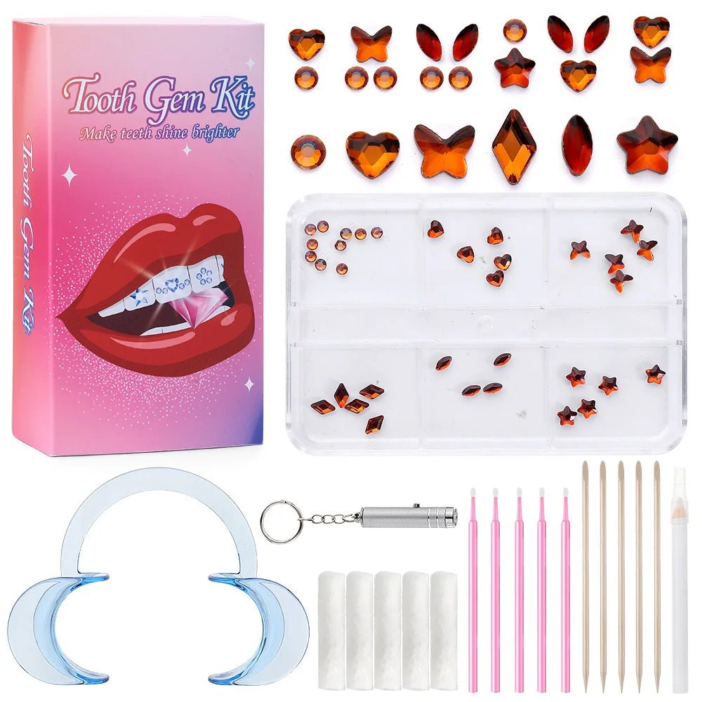 Tooth Gem Kits Professionally Decorate Your Teeth Gold Tooth Gems - QIAO CrystalQIAO CrystalQIAO Crystal