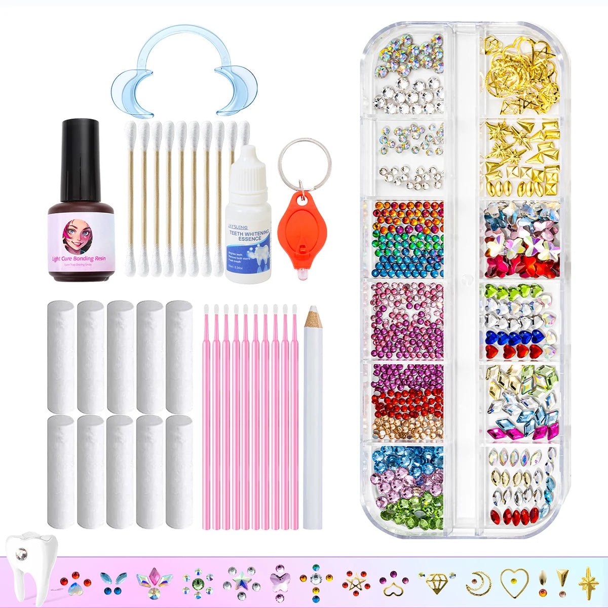 Tooth Gem Kits Professionally Decorate Your Teeth Gold Tooth Gems - QIAO CrystalQIAO CrystalQIAO Crystal