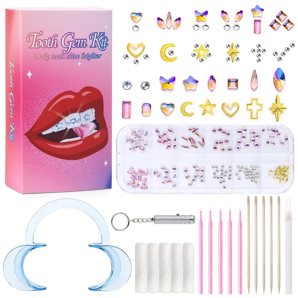 Tooth Gem Kits Professionally Decorate Your Teeth Gold Tooth Gems - QIAO CrystalQIAO CrystalQIAO Crystal