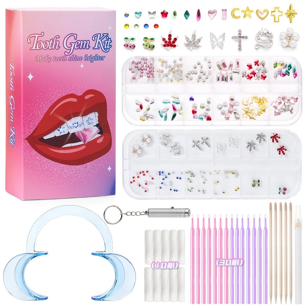 Tooth Gem Kits Professionally Decorate Your Teeth Gold Tooth Gems - QIAO CrystalQIAO CrystalQIAO Crystal