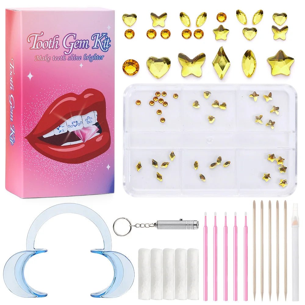 Tooth Gem Kits Professionally Decorate Your Teeth Gold Tooth Gems - QIAO CrystalQIAO CrystalQIAO Crystal